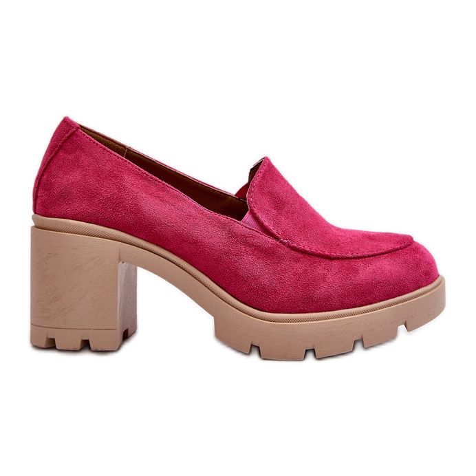 Women's Eco Suede Shoes with High Heels and Platform Fuchsia Arablosa pink