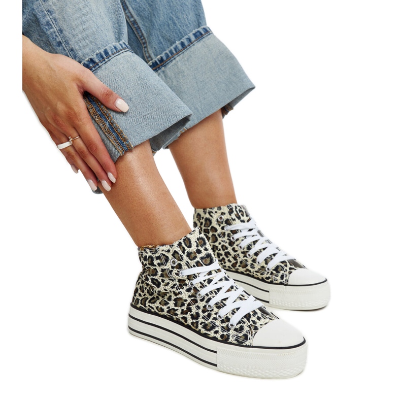 Bagy high leopard print sneakers with a thick sole beige Bagy high leopard print sneakers with a thick sole beige
