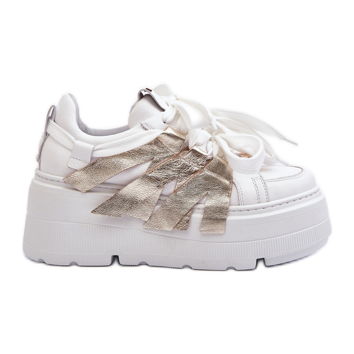 Zazoo 2F-7033 Sneakers on a massive platform white and gold