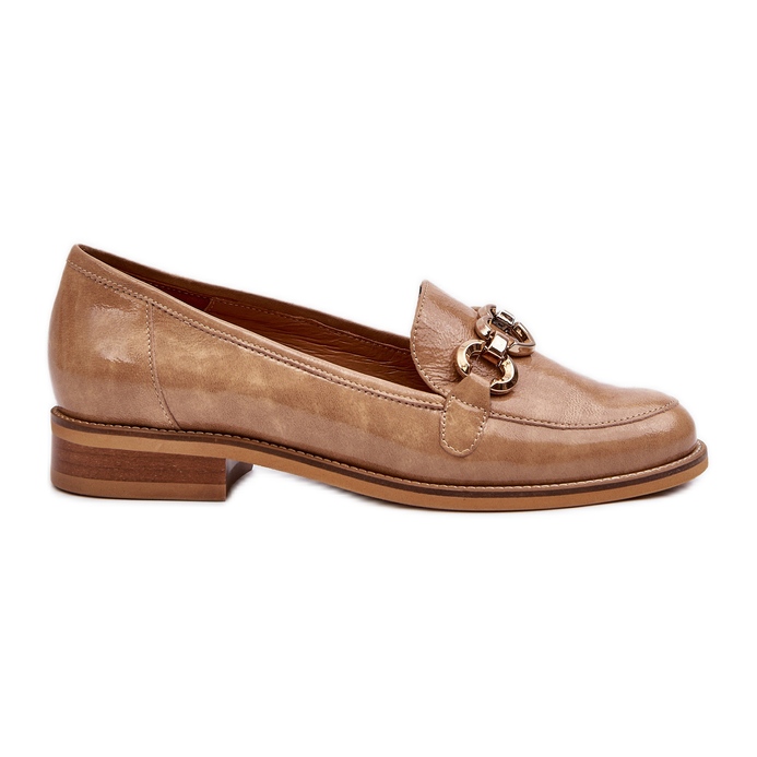 Women's Leather Patent Loafers Laura Messi 2760 Brown
