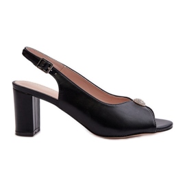 Evento Elegant high heel sandals with decoration, Black Trasea