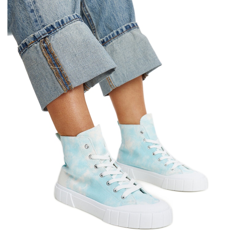 Blue high-top fabric sneakers by Raissa Blue high-top fabric sneakers by Raissa