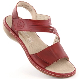 Comfortable leather sandals Rieker W RKR685 red Comfortable leather sandals Rieker W RKR685 red