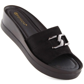 Suede wedge mules Potocki W WOL235 black Suede wedge mules Potocki W WOL235 black