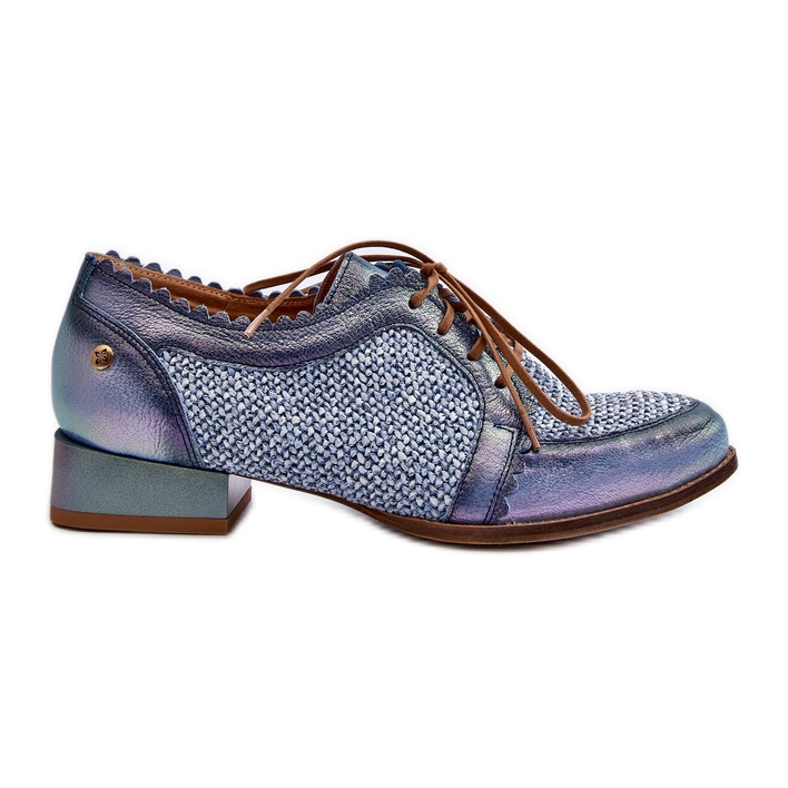 Women's Laced Shoes Natural Leather Maciejka 06452-06 Blue