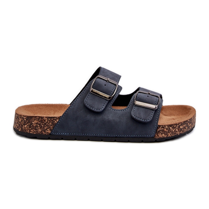 Men's flip-flops with a cork sole, navy blue Rosawia