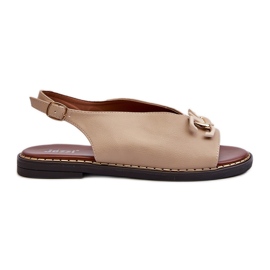 Women's Flat Heel Sandals With Decoration, Beige Loraeleh