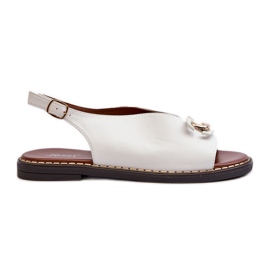 Women's Flat Heel Sandals With Decoration, White Loraeleh