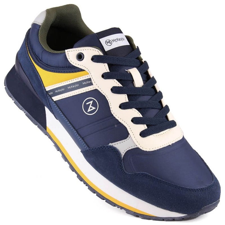 McKeylor JAN289B leather sports shoes, navy blue