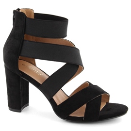 Women's high heel sandals with elastic bands, black eVento 6964
