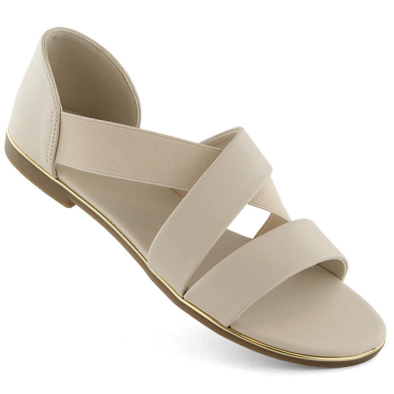 Women's slip-on sandals with elastic band, beige Jezzi 3882