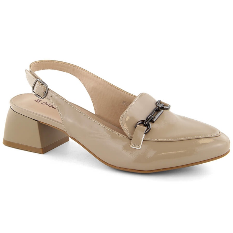 M. DASZYŃSKI Patent women's full high-heeled sandals, beige M.Daszyński MR23112-4