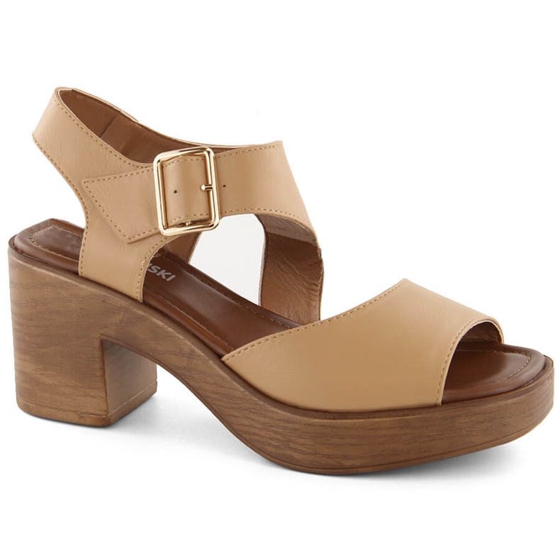 M. DASZYŃSKI Women's high heel and platform sandals kamel M.Daszyński MR23117-1 beige