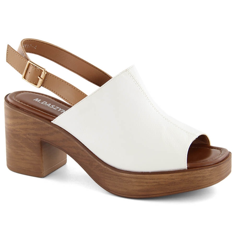M. DASZYŃSKI Women's sandals with high heel and platform, white M.Daszyński MR23117-4