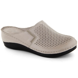 Women's leather full wedge sandals with taupe elastic band T.Sokolski L24-164 beige