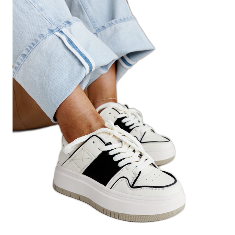 White leather sports shoes