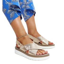 Ithar gold leather platform sandals golden