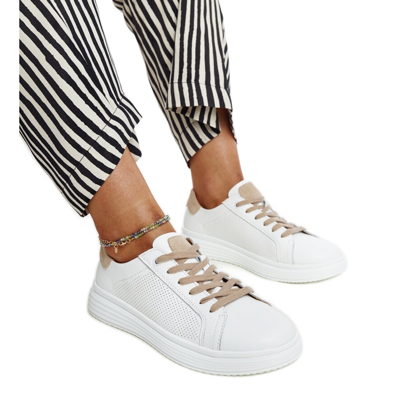 White and beige leather shoes