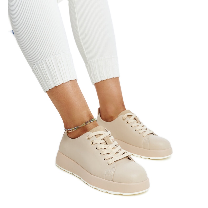 Women's beige leather sneakers Women's beige leather sneakers
