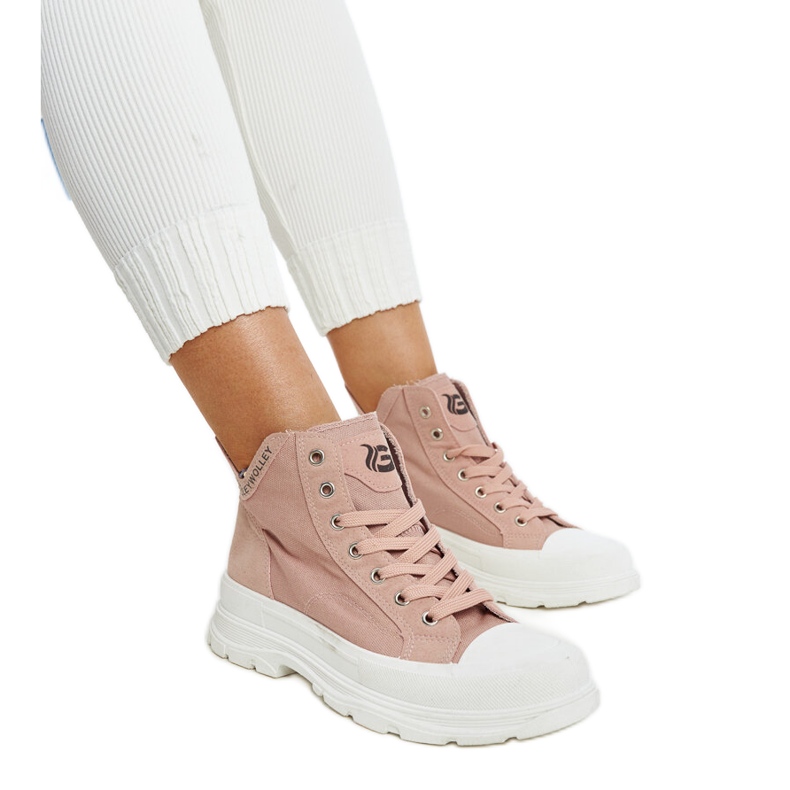 High pink sneakers with indentations by Nura