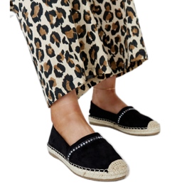 Black espadrilles with Abia rhinestones