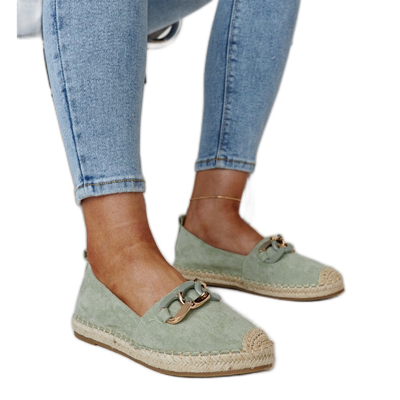 Green espadrilles with a chain from Radwan