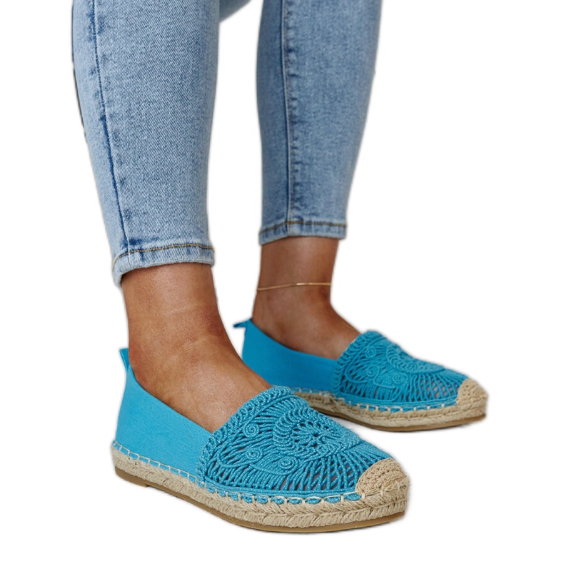 Blue espadrilles with Kalba embroidery