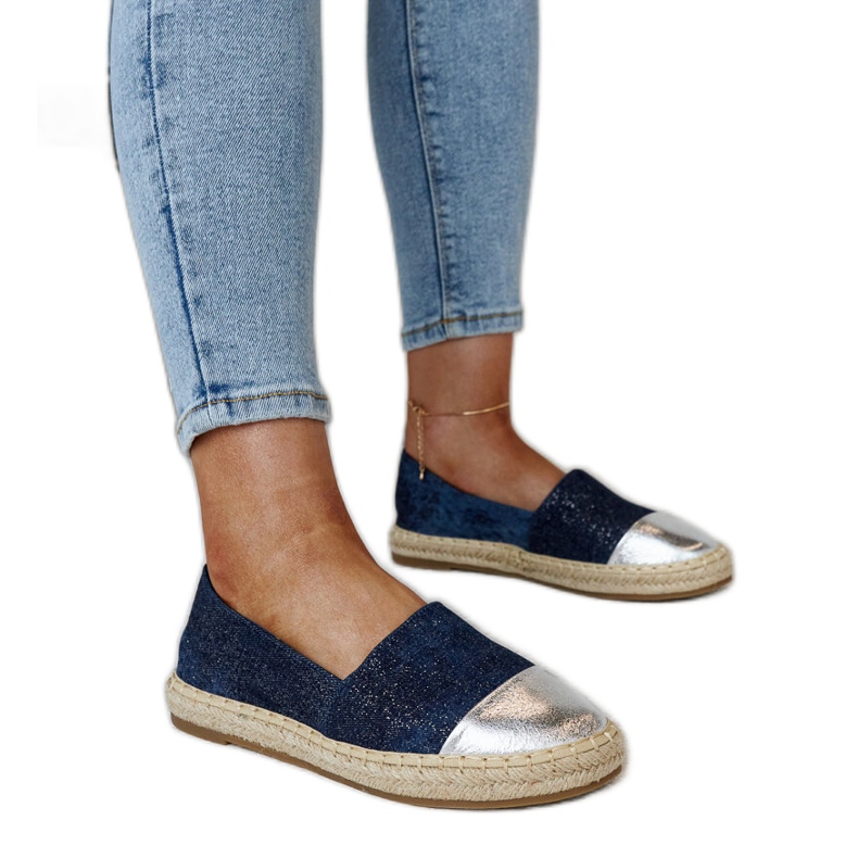 Navy blue and silver shiny Surana espadrilles