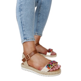 Beige sandals with colorful Galatine stones
