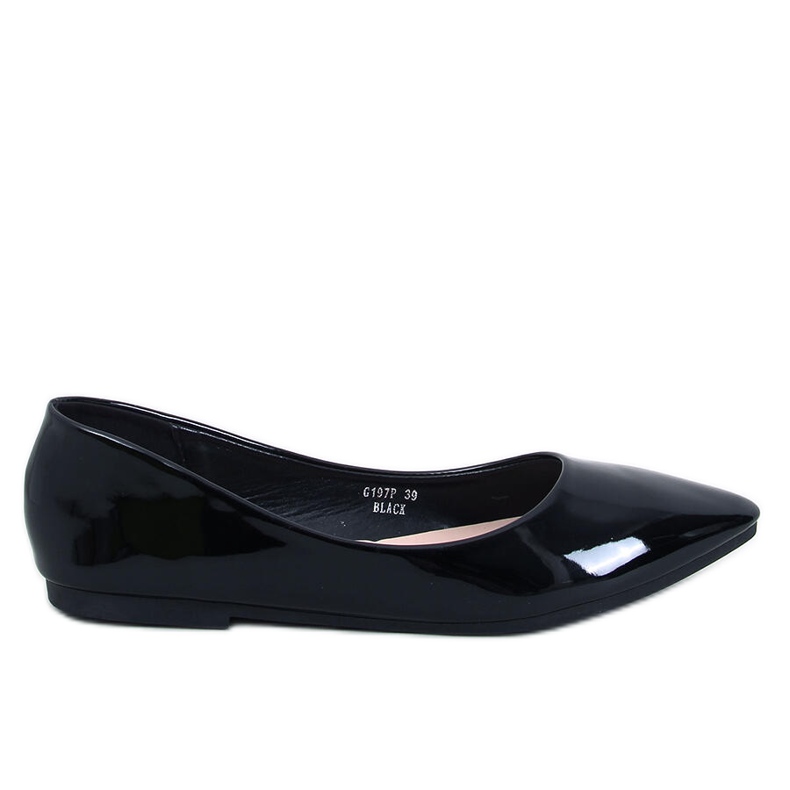 Ians Black lacquered almond toe ballet flats