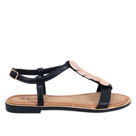Ennes Black sandals with gold decoration