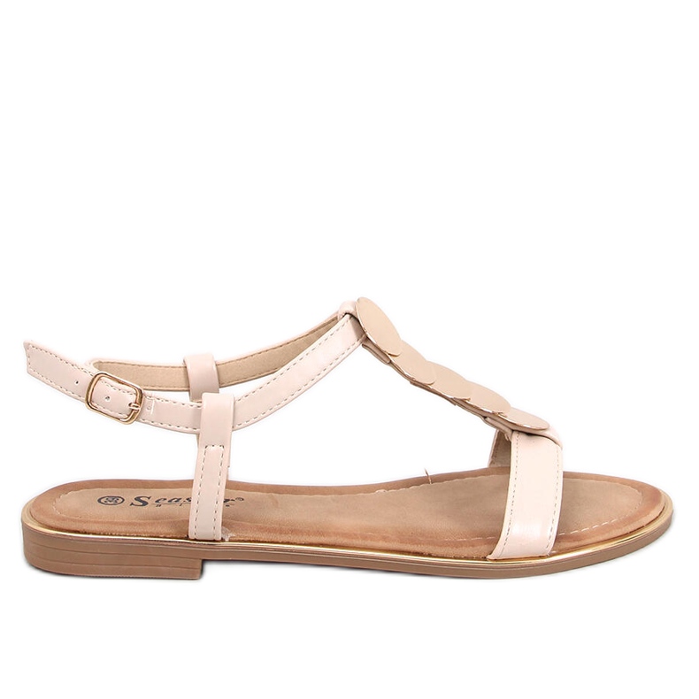 Ennes Beige sandals with gold decoration