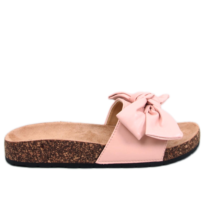 Bussi Pink cork slippers with a bow