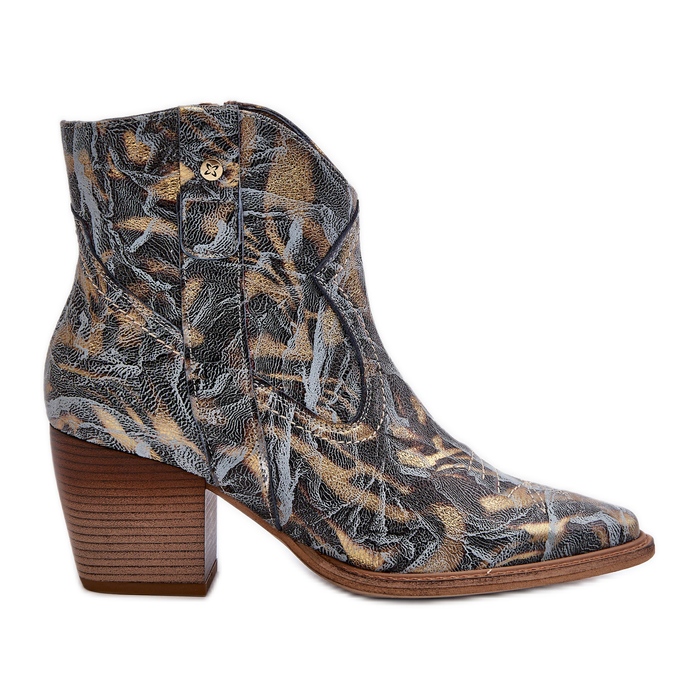 Women's Leather Cowboy Boots On High Heel Maciejka 05776-13 Blue Women's Leather Cowboy Boots On High Heel Maciejka 05776-13 Blue