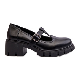 Jezzi Women's Eco Leather Shoes On Platform And Block, Black Emelna