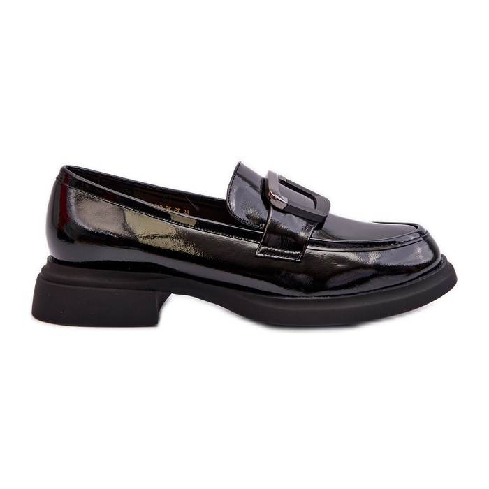 Vinceza Women's Patent Leather Moccasins Black Fidodia