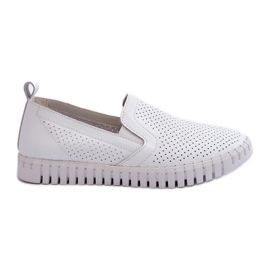 Vinceza Women's Openwork Leather Slip-On Shoes, White Theophia
