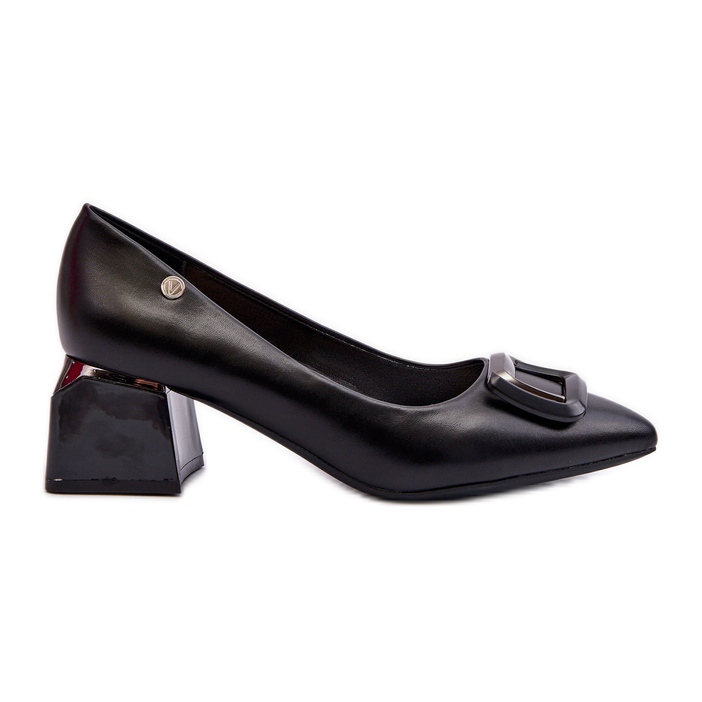 Vinceza Block-heeled pumps with a decoration, Eco Leather, Black Sarala Vinceza Block-heeled pumps with a decoration, Eco Leather, Black Sarala