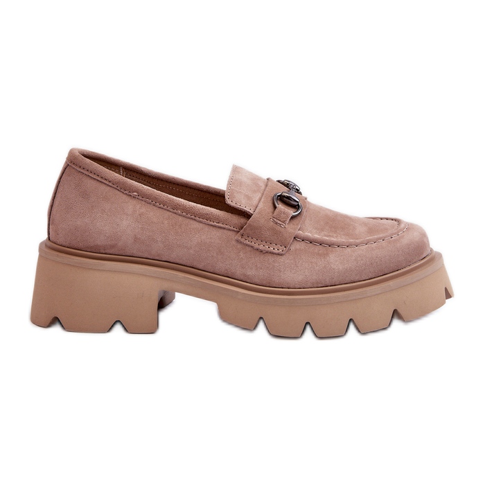 Vinceza Chunky Women's Beige Suede Loafers Neloria