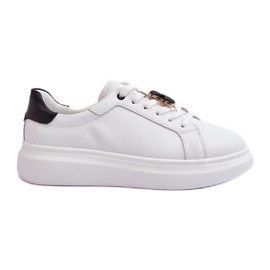 Vinceza Women's Leather Sneakers With Teddy Bear, White Mirven Vinceza Women's Leather Sneakers With Teddy Bear, White Mirven
