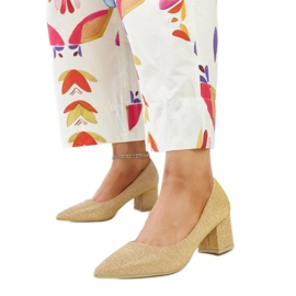 Laity gold shiny high heel pumps golden