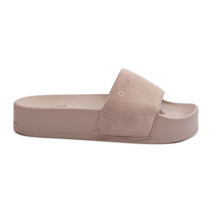 Women's Suede Slides on the Platform Big Star NN274A671 Beige