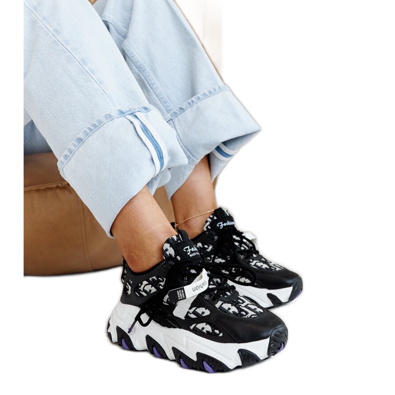 Black sneakers with a thick Melsen sole Black sneakers with a thick Melsen sole