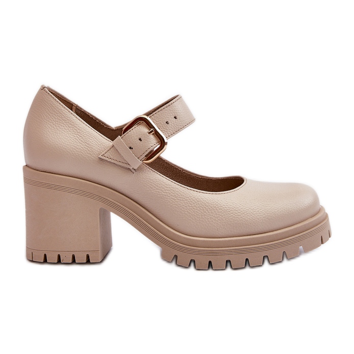 Zazoo 20166 Beige Leather Pumps