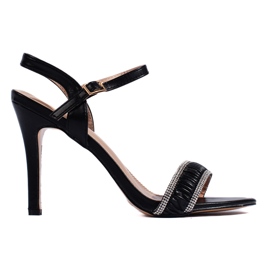 Black elegant women's high-heeled sandals