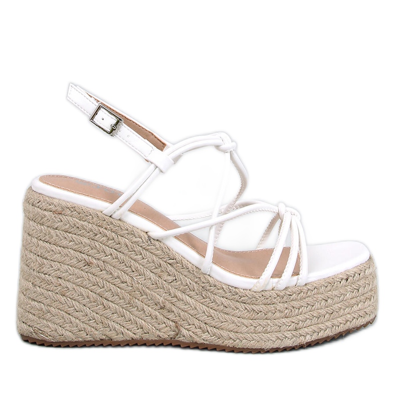 Pascai White wedge espadrille sandals