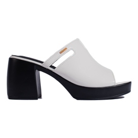 Goodin White women's high-heeled flip-flops