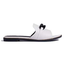 Goodin Women's white flat flip-flops