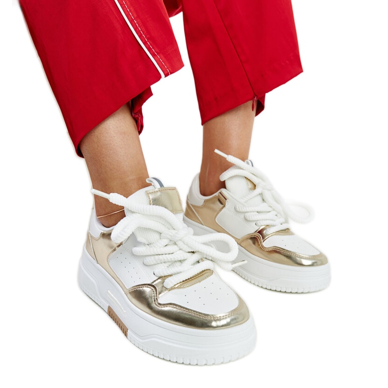 White and gold high platform sneakers from Farkas White and gold high platform sneakers from Farkas