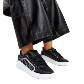 Black platform sneakers with Fekete glitter